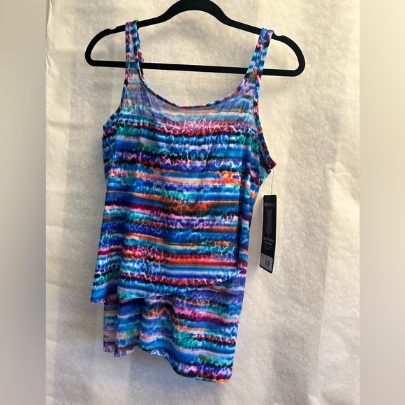 Colorful Striped Women's Swim Top - Picture 3 of 14